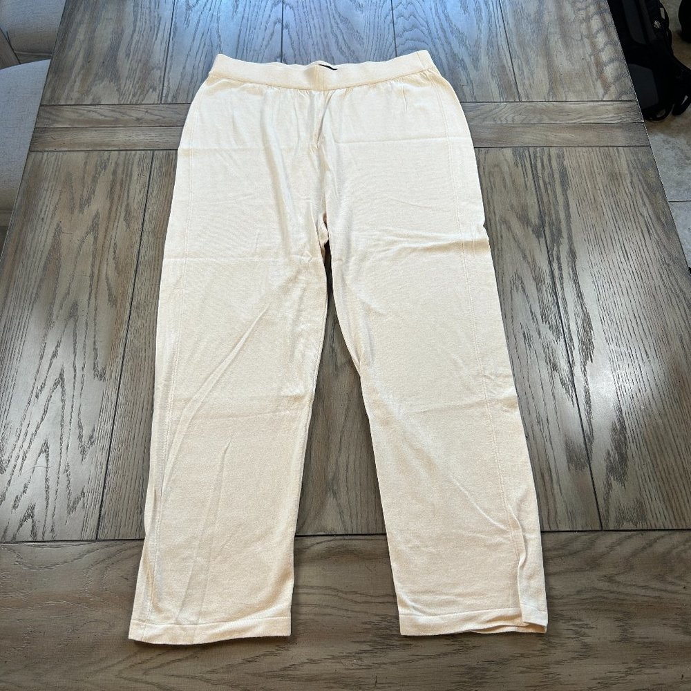 Soft by NAADAM Cotton Cashmere Slim Leg Cropped Pants Linen, M